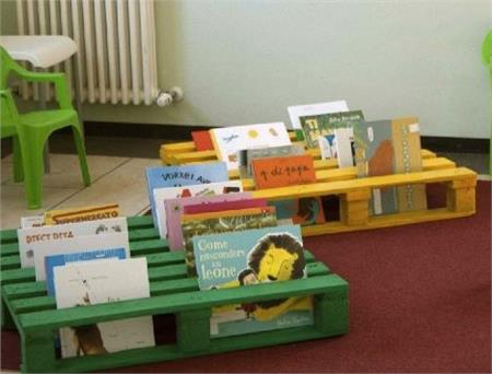 Παλέτα-βιβλιοθήκη: Η παλέτα μπορεί να βαφτεί σε διάφορους χρωματισμούς και να μετατραπεί πολύ απλά σε μια χρηστική βιβλιοθήκη για το δωμάτιο του. Αν πάλι θέλουμε, μπορούμε στη μια να βάλουμε αναπαυτικές μαξιλάρες και να δημιουργήσουμε ένα μίνι καθιστικό. </p><br /><br /><br /><br /><br />
<p>