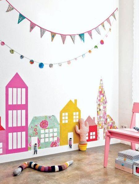 Μια πόλη μαγική…Τα πολύχρωμα αυτοκόλλητα τοίχου εκτός από χρώμα, μπορούν να στολίσουν με ένα ολοκληρωμένο θέμα στο παιδικό δωμάτιο.